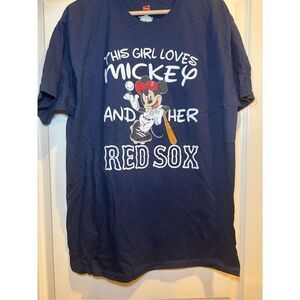 This girl loves Mickey and Red Sox T-shirt size Large